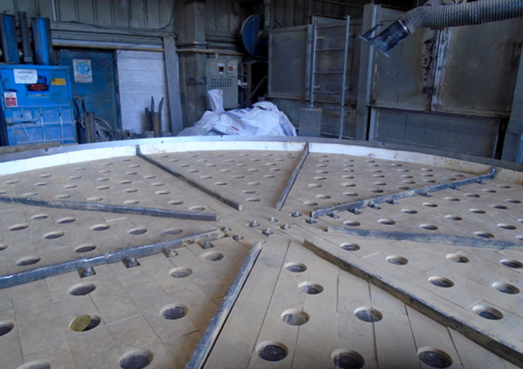 Anchor holes drilled / Aldwarke Ladle Lid Trial lining